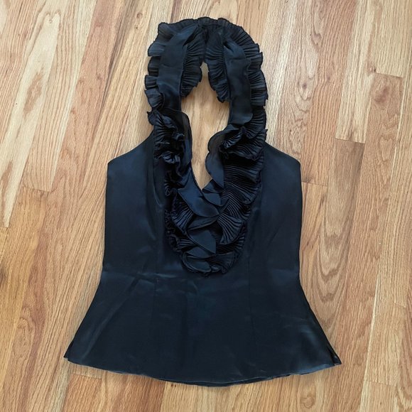 NWT WHBM Silk Ruffle Sleeveless Halter Top - Picture 1 of 6